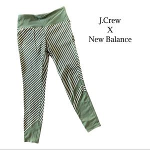 J.Crew X New Balance High Waisted Leggings Diagonal Stripe Bronze Green Medium